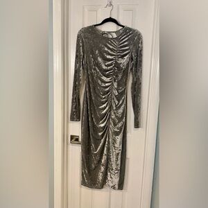Future Collective™ Velvet Ruched Dress Silver Open Back Size M